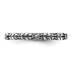 Sterling Silver Stackable Expressions Oxidized and Textured Flowers Ring
