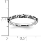 Sterling Silver Stackable Expressions Oxidized and Textured Flowers Ring