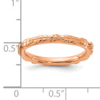 Sterling Silver Stackable Expressions Rose Gold-plated Textured Flowers Ring