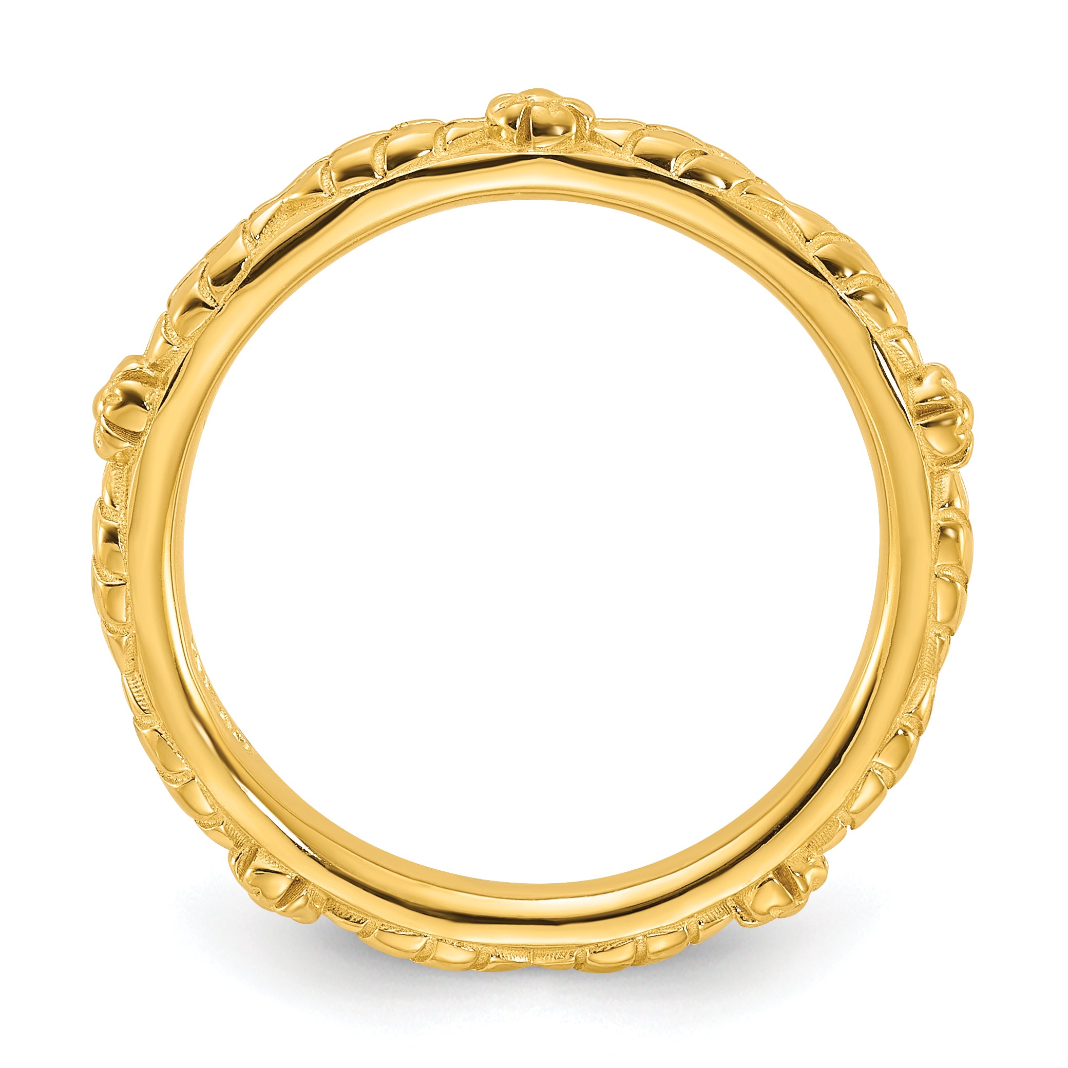 Sterling Silver Stackable Expressions Gold-plated Textured Flowers Ring Secondary image