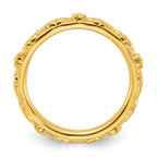 Sterling Silver Stackable Expressions Gold-plated Textured Flowers Ring