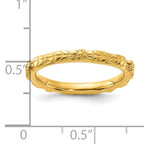 Sterling Silver Stackable Expressions Gold-plated Textured Flowers Ring