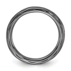 Sterling Silver Stackable Expressions Black Rhodium Wave Design Ring