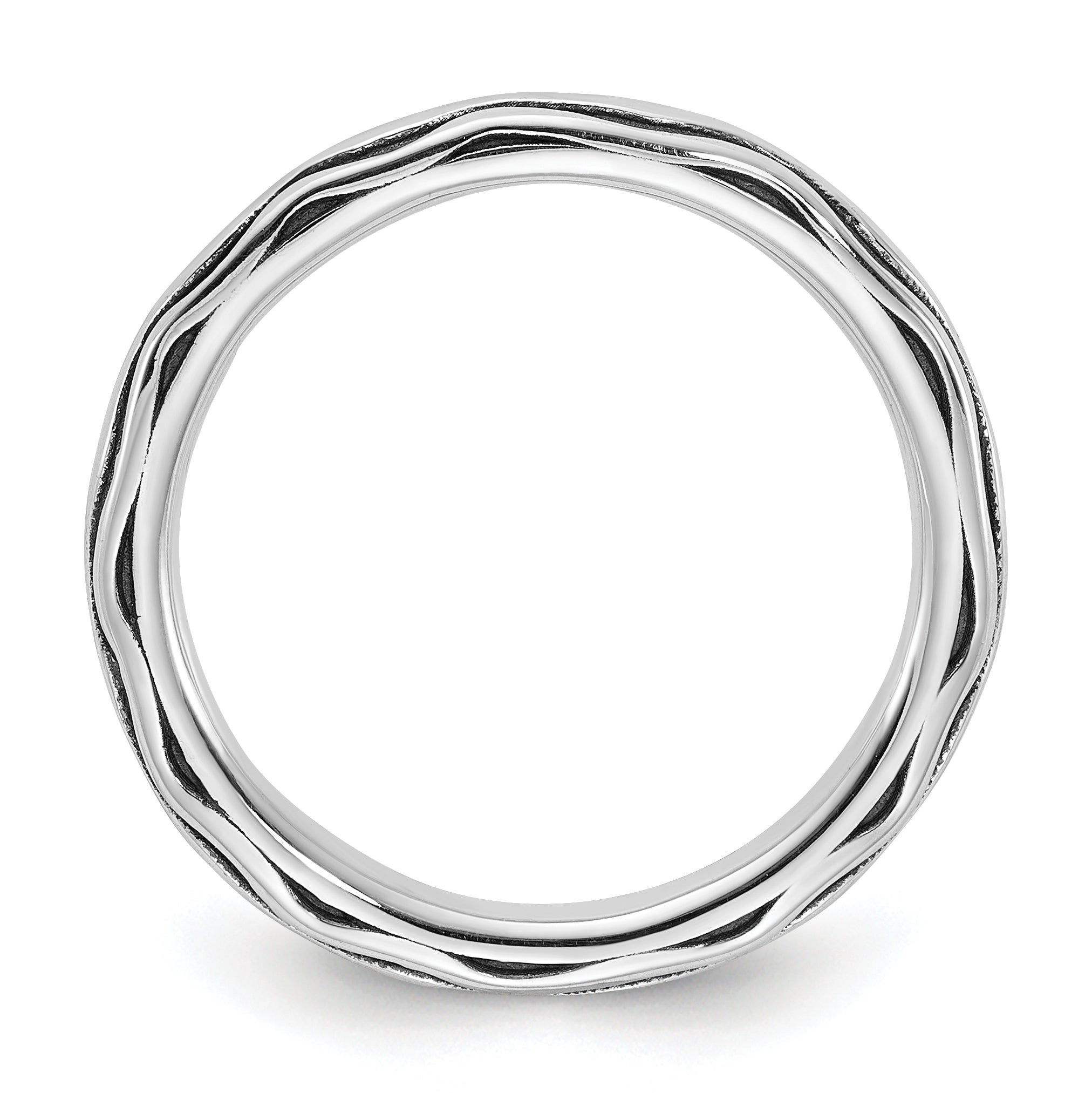 Sterling Silver Stackable Expressions Oxidized Wave Design Ring Secondary image
