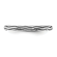 Sterling Silver Stackable Expressions Oxidized Wave Design Ring