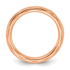 Sterling Silver Stackable Expressions Rose Gold-plated Wave Design Ring