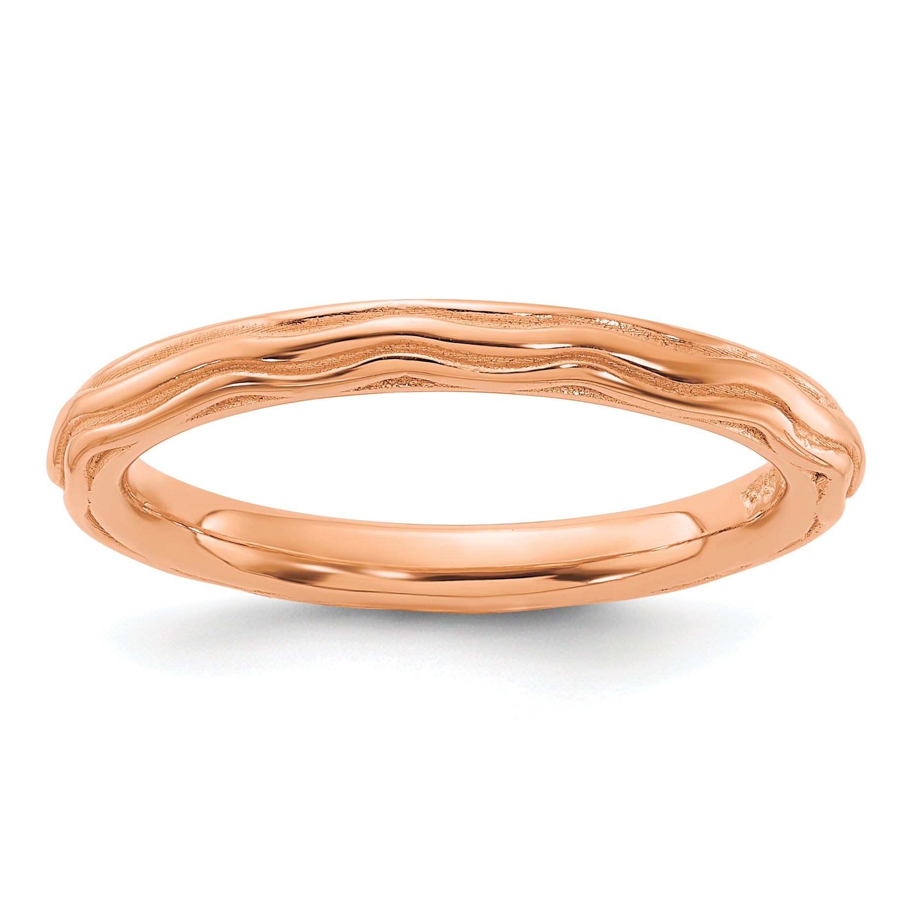 Sterling Silver Stackable Expressions Rose Gold-plated Wave Design Ring Main image