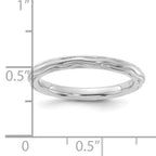 Sterling Silver Stackable Expressions Rhodium-plated Wave Design Ring
