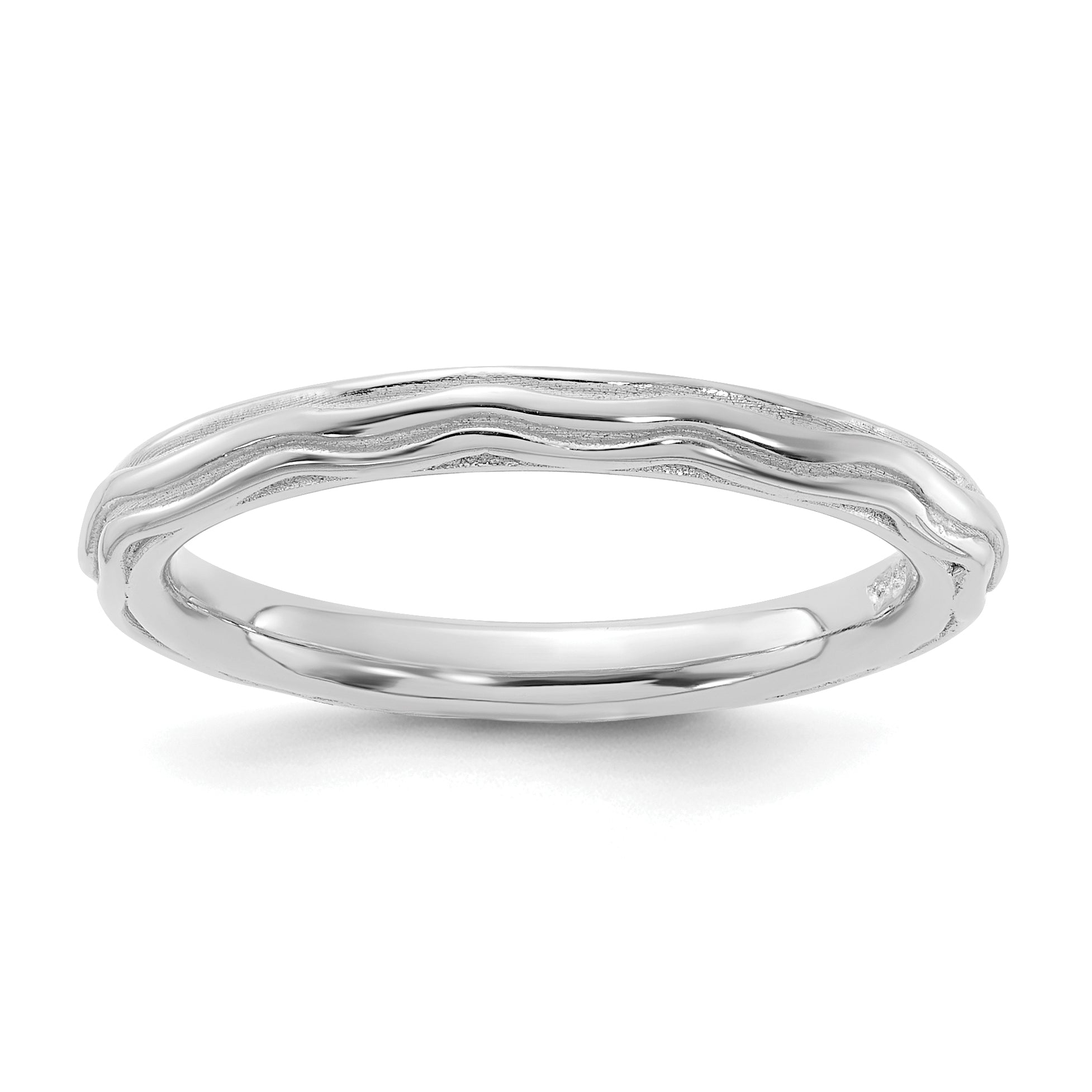 Sterling Silver Stackable Expressions Rhodium-plated Wave Design Ring Main image