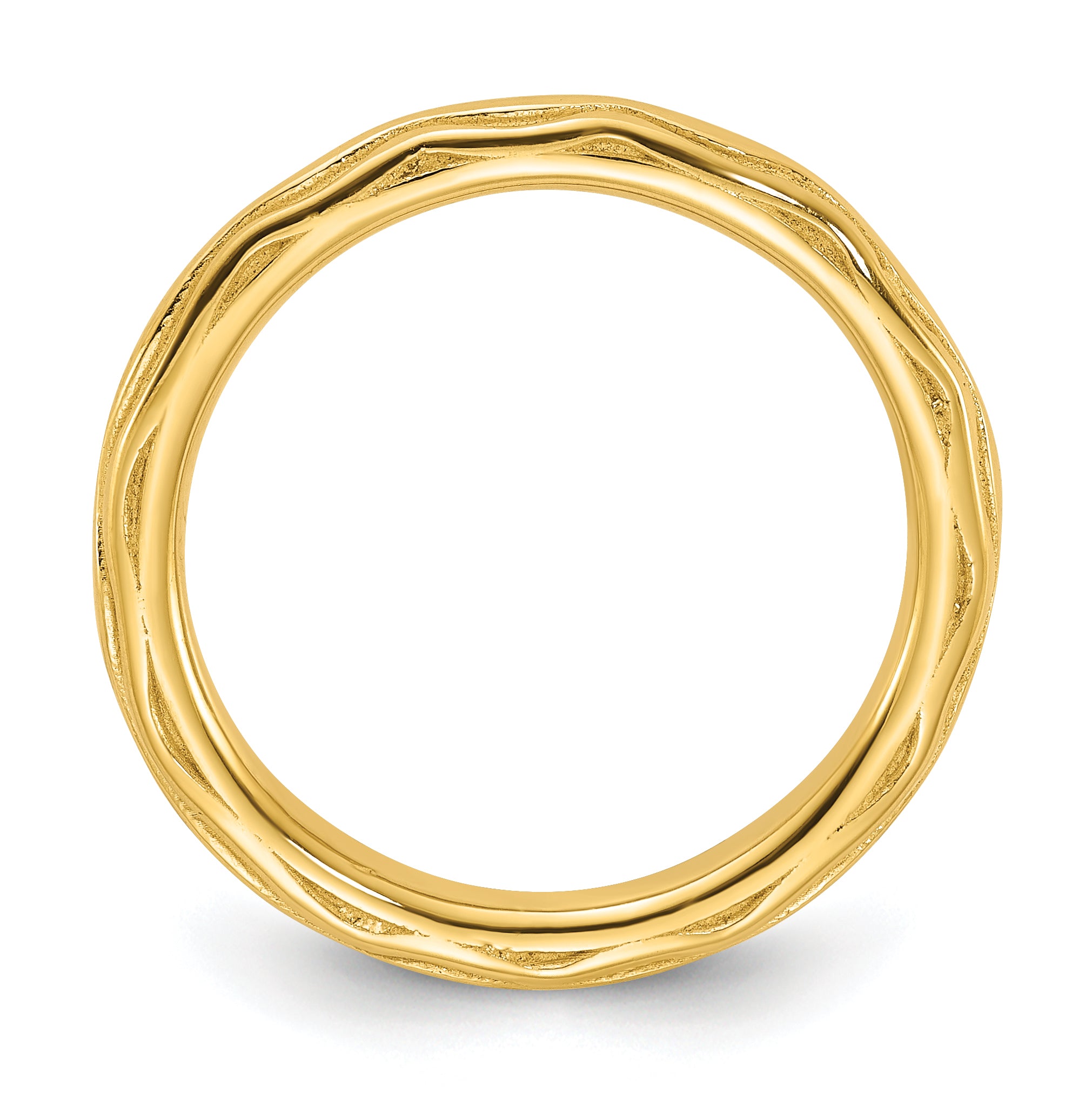 Sterling Silver Stackable Expressions Gold-plated Wave Design Ring Secondary image