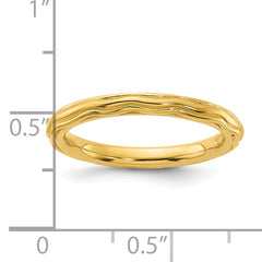 Sterling Silver Stackable Expressions Gold-plated Wave Design Ring