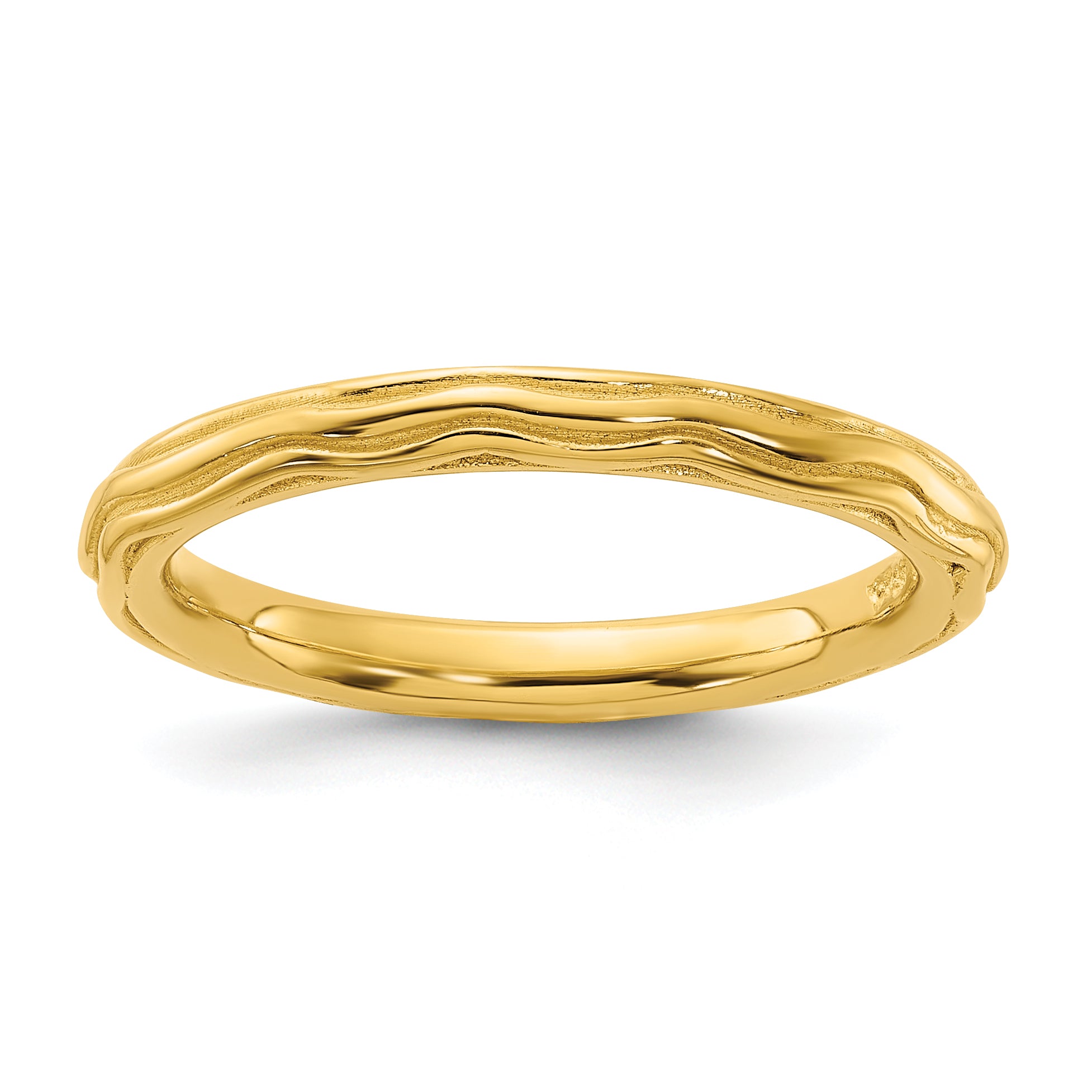 Sterling Silver Stackable Expressions Gold-plated Wave Design Ring Main image