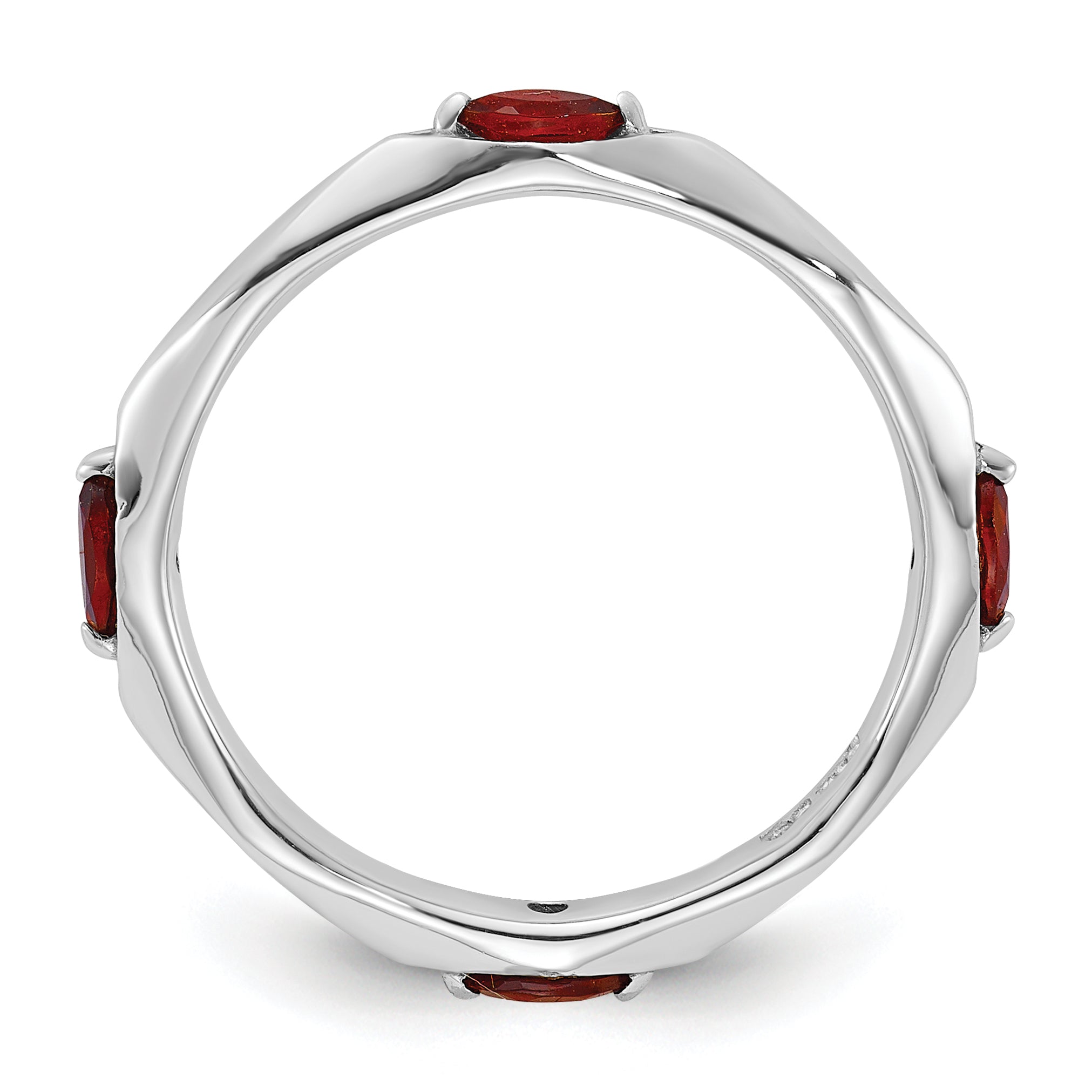 Sterling Silver Stackable Expressions Rhodium-plated Garnet Ring Secondary image