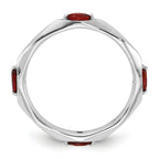 Sterling Silver Stackable Expressions Rhodium-plated Garnet Ring