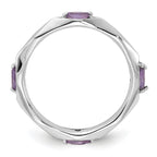 Sterling Silver Stackable Expressions Rhodium-plated Amethyst Ring