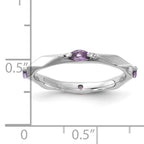 Sterling Silver Stackable Expressions Rhodium-plated Amethyst Ring