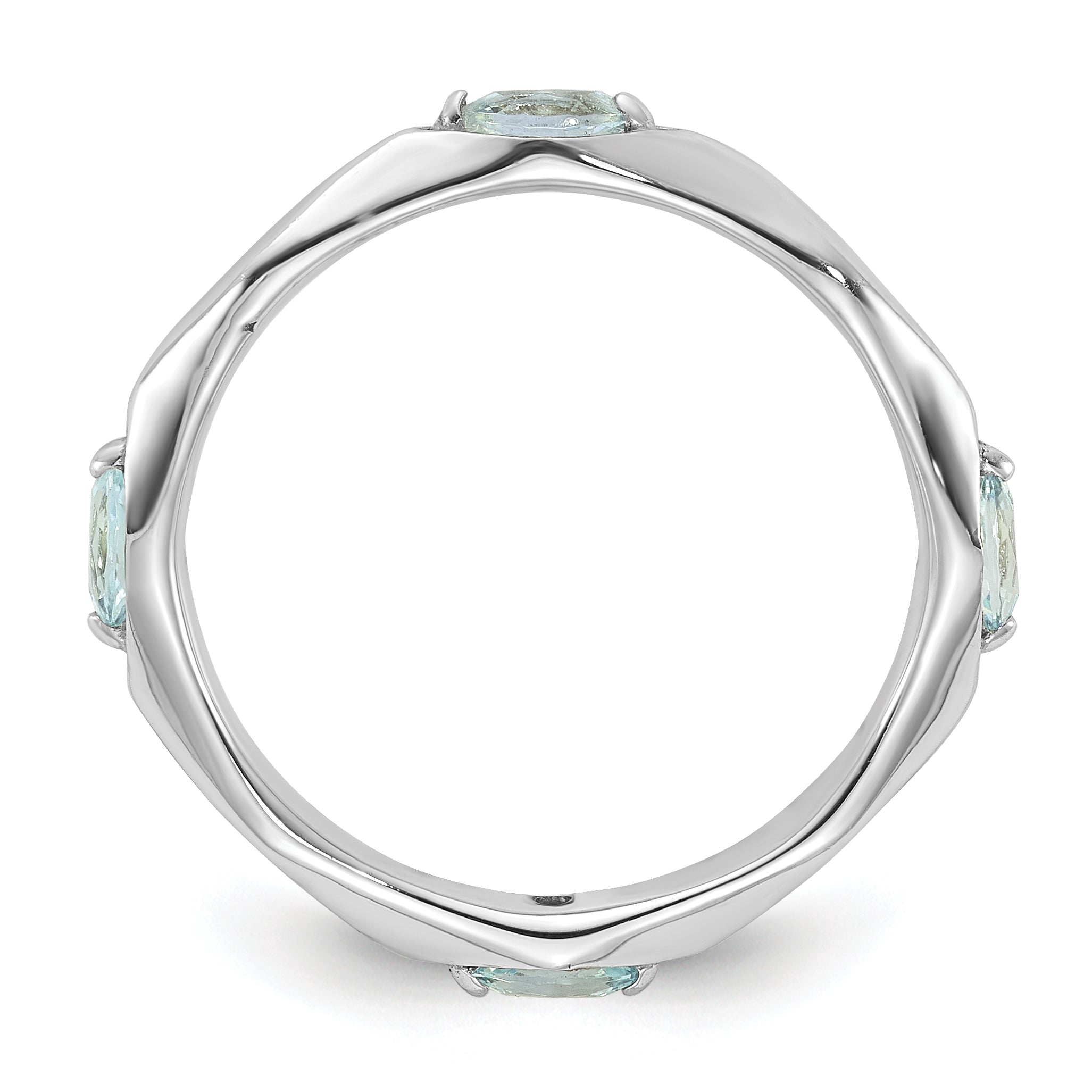 Sterling Silver Stackable Expressions Rhodium-plated Aquamarine Ring