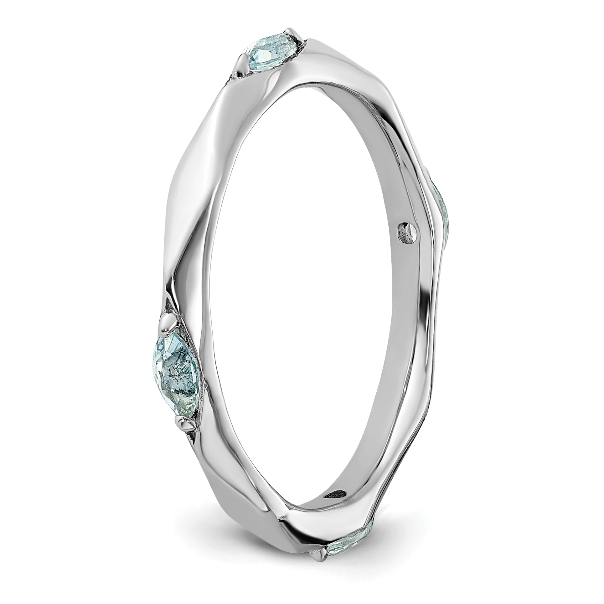 Sterling Silver Stackable Expressions Rhodium-plated Aquamarine Ring