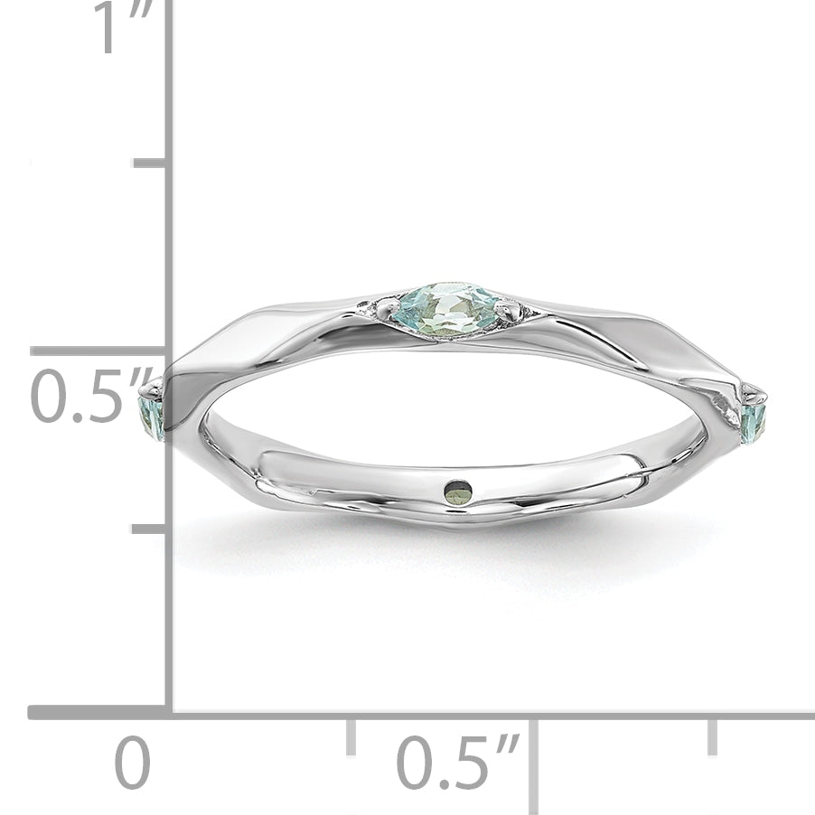 Sterling Silver Stackable Expressions Rhodium-plated Aquamarine Ring