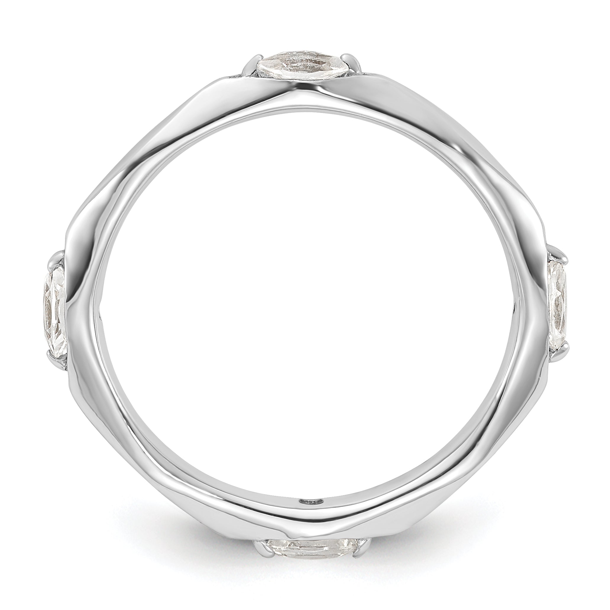 Sterling Silver Stackable Expressions Rhodium-plated White Topaz Ring