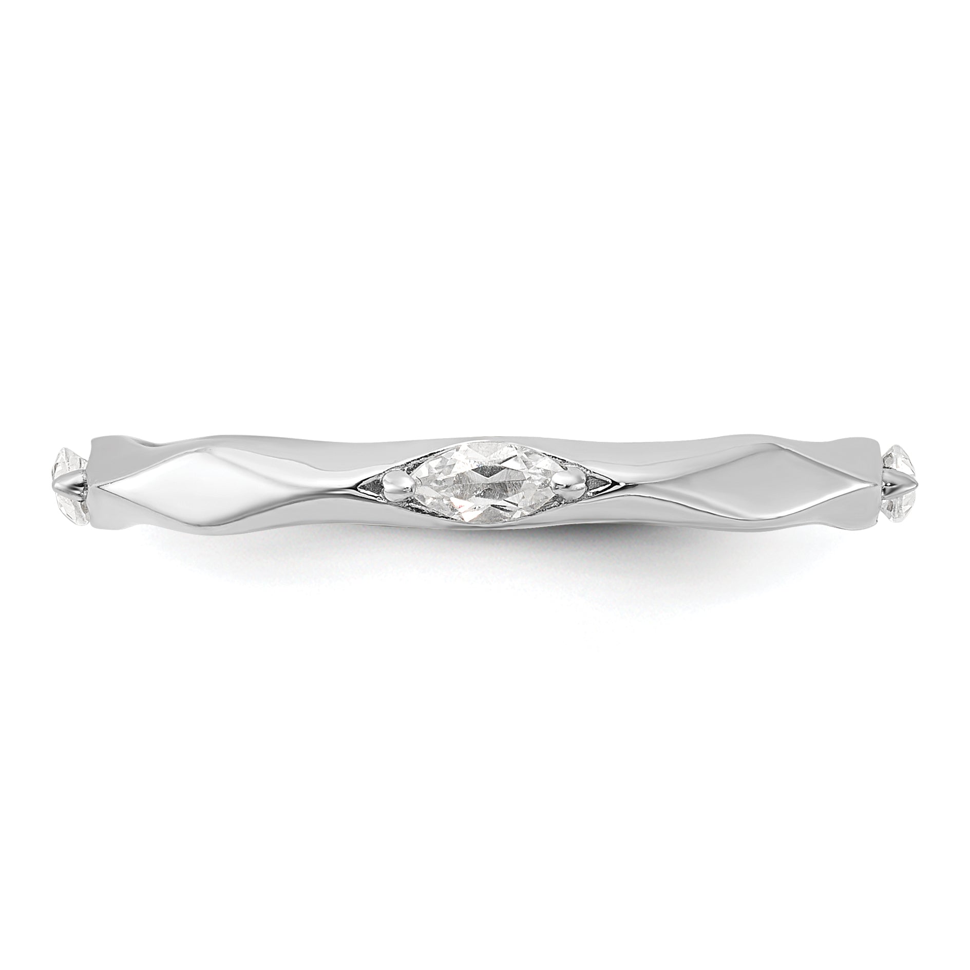 Sterling Silver Stackable Expressions Rhodium-plated White Topaz Ring