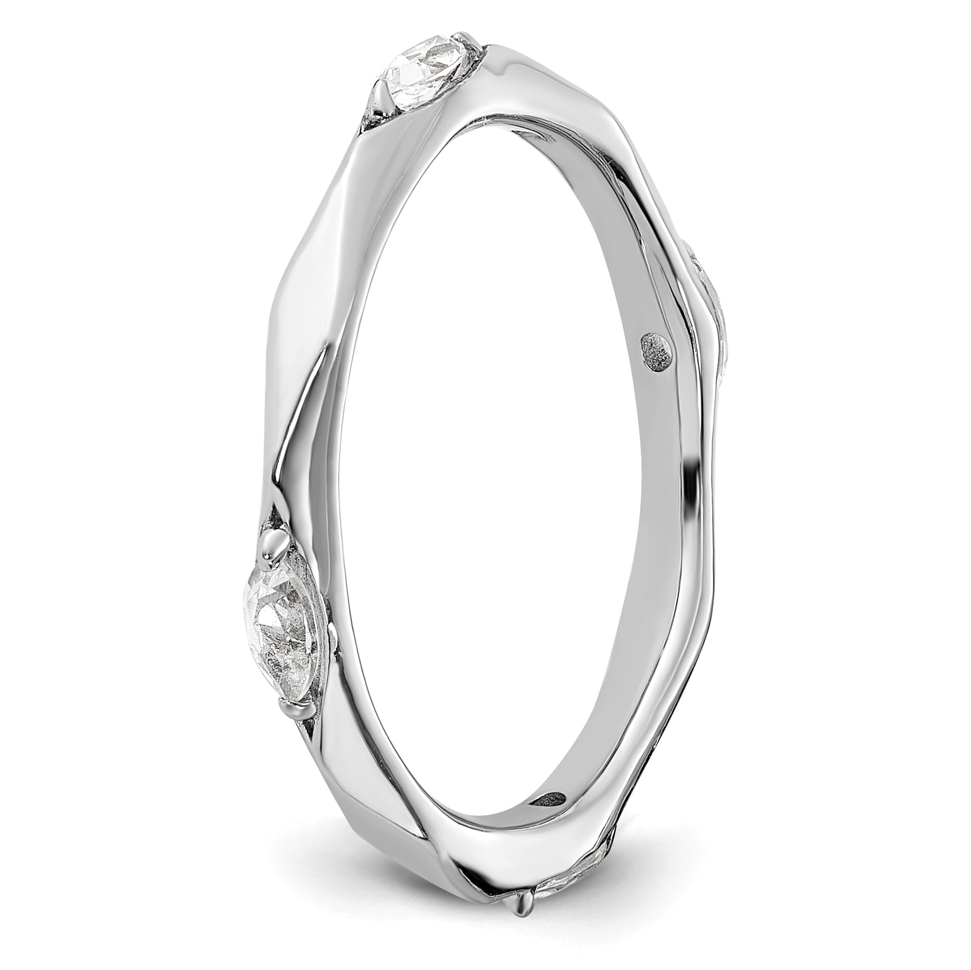 Sterling Silver Stackable Expressions Rhodium-plated White Topaz Ring