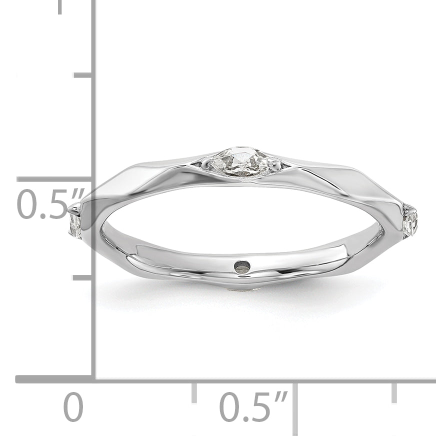 Sterling Silver Stackable Expressions Rhodium-plated White Topaz Ring