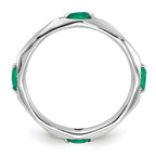 Sterling Silver Stackable Expressions Rhodium-plated Created Emerald Ring
