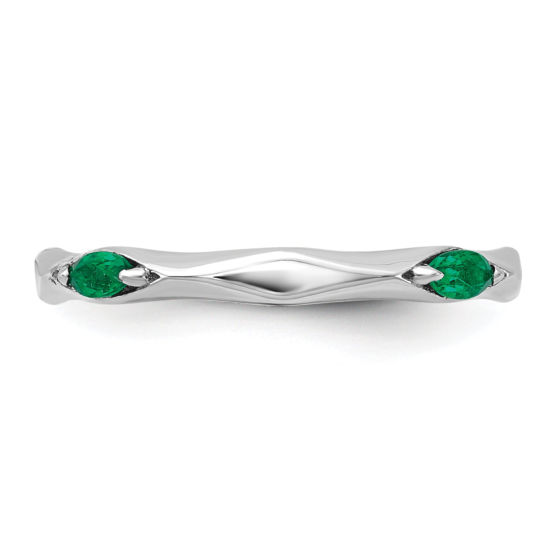 Sterling Silver Stackable Expressions Rhodium-plated Created Emerald Ring