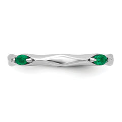 Sterling Silver Stackable Expressions Rhodium-plated Created Emerald Ring