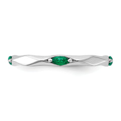 Sterling Silver Stackable Expressions Rhodium-plated Created Emerald Ring