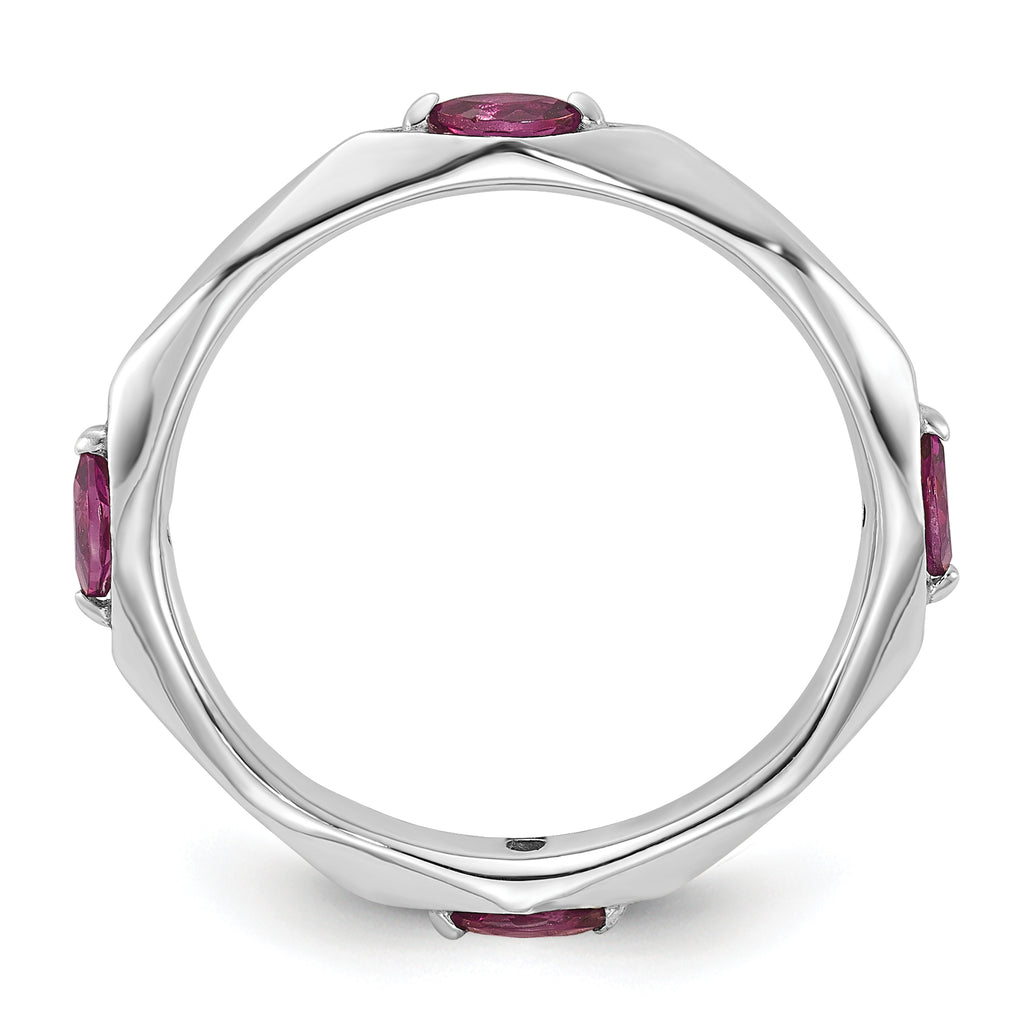 Sterling Silver Stackable Expressions Rhodium-platedod-plated Rhodium-Plated Rhodolite Garnet Ring