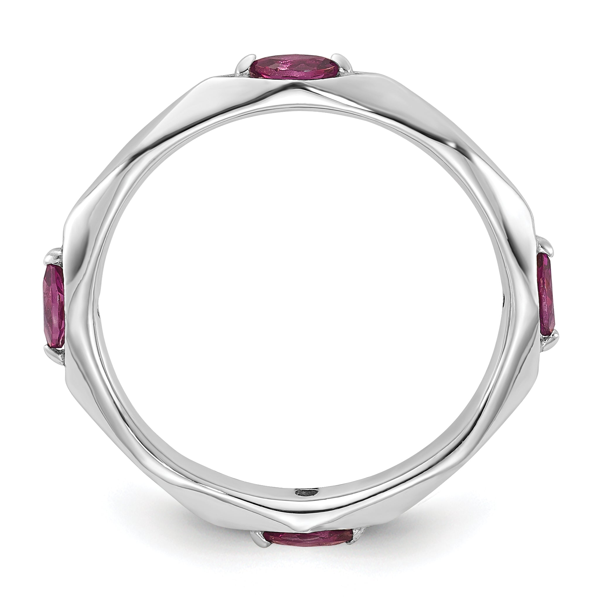 Sterling Silver Stackable Expressions Rhodium-platedod-plated Rhodium-Plated Rhodolite Garnet Ring
