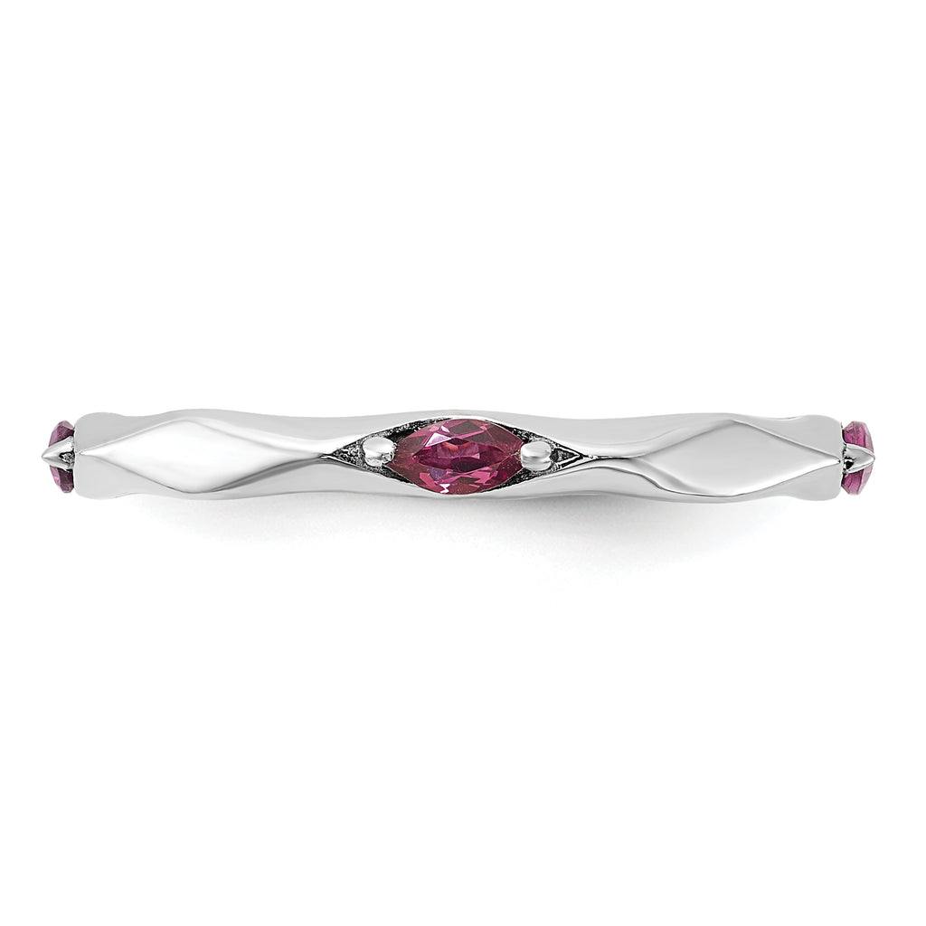 Sterling Silver Stackable Expressions Rhodium-platedod-plated Rhodium-Plated Rhodolite Garnet Ring