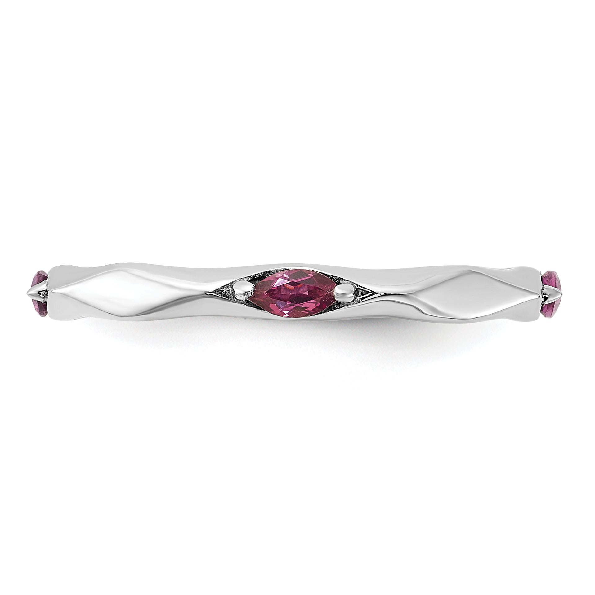 Sterling Silver Stackable Expressions Rhodium-platedod-plated Rhodium-Plated Rhodolite Garnet Ring