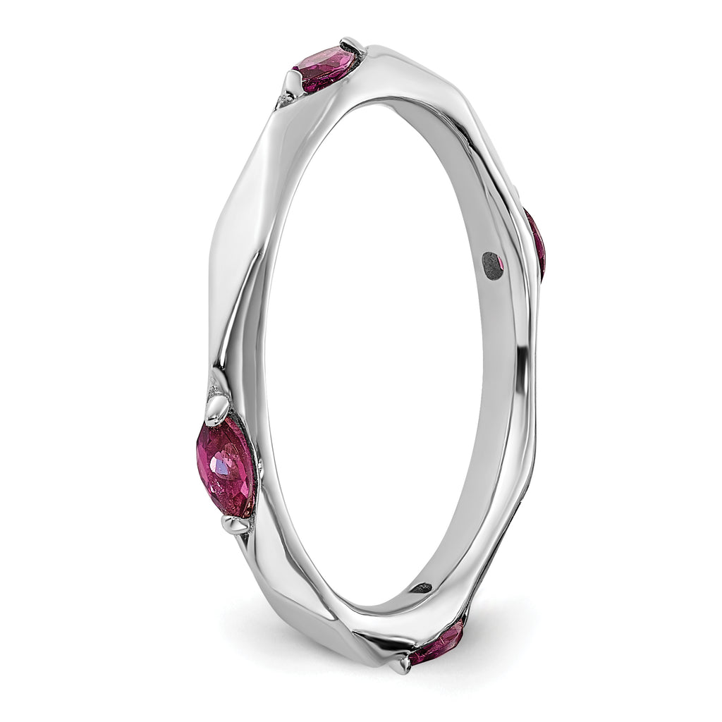 Sterling Silver Stackable Expressions Rhodium-platedod-plated Rhodium-Plated Rhodolite Garnet Ring
