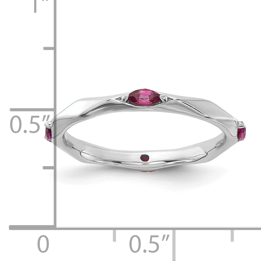 Sterling Silver Stackable Expressions Rhod-plated Rhodolite Garnet Ring