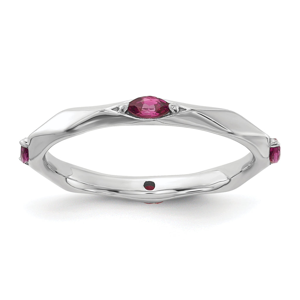 Sterling Silver Stackable Expressions Rhodium-platedod-plated Rhodium-Plated Rhodolite Garnet Ring