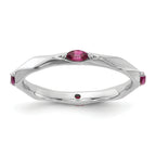 Sterling Silver Stackable Expressions Rhodium-platedod-plated Rhodium-Plated Rhodolite Garnet Ring
