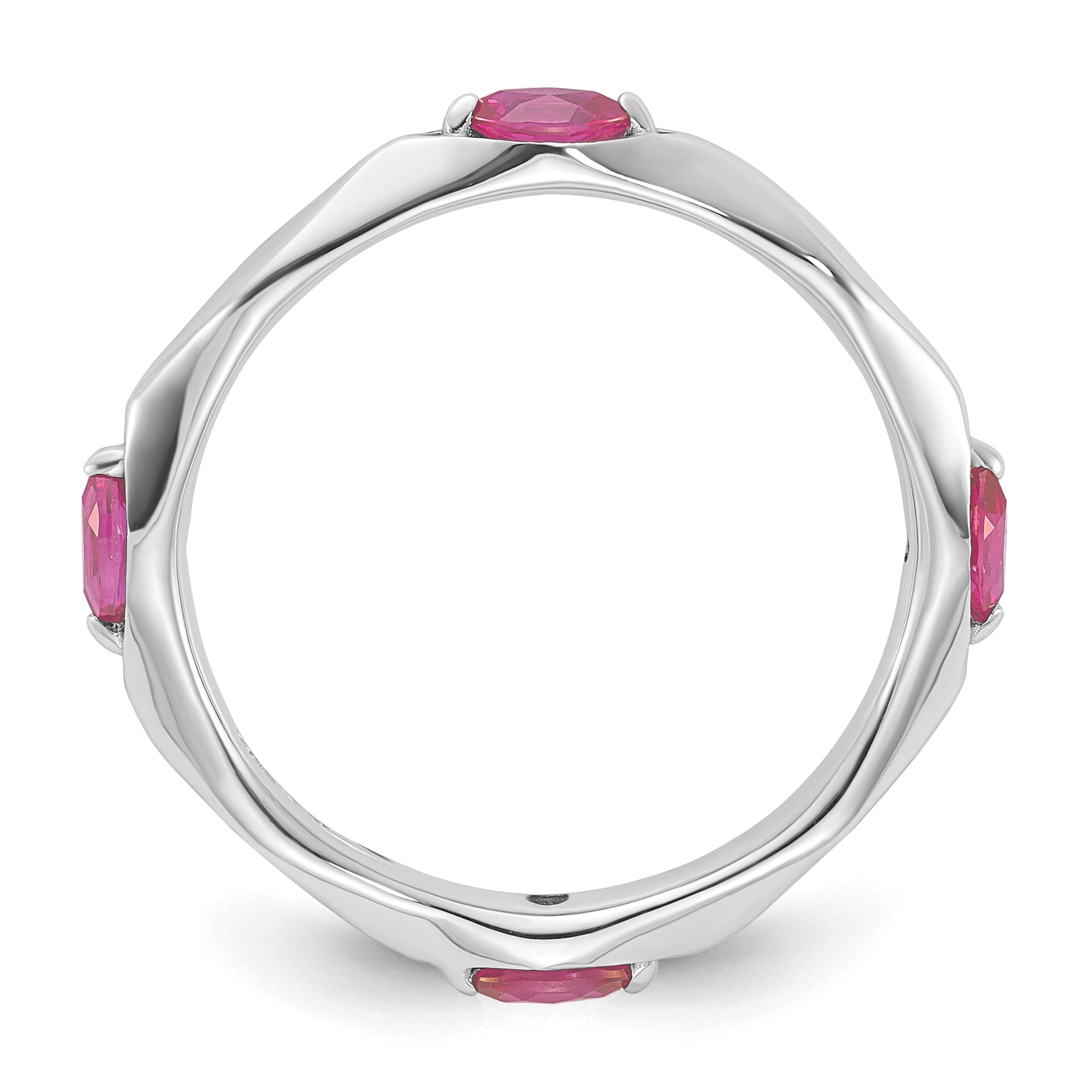 Sterling Silver Stackable Expressions Rhodium-plated Created Ruby Ring Secondary image