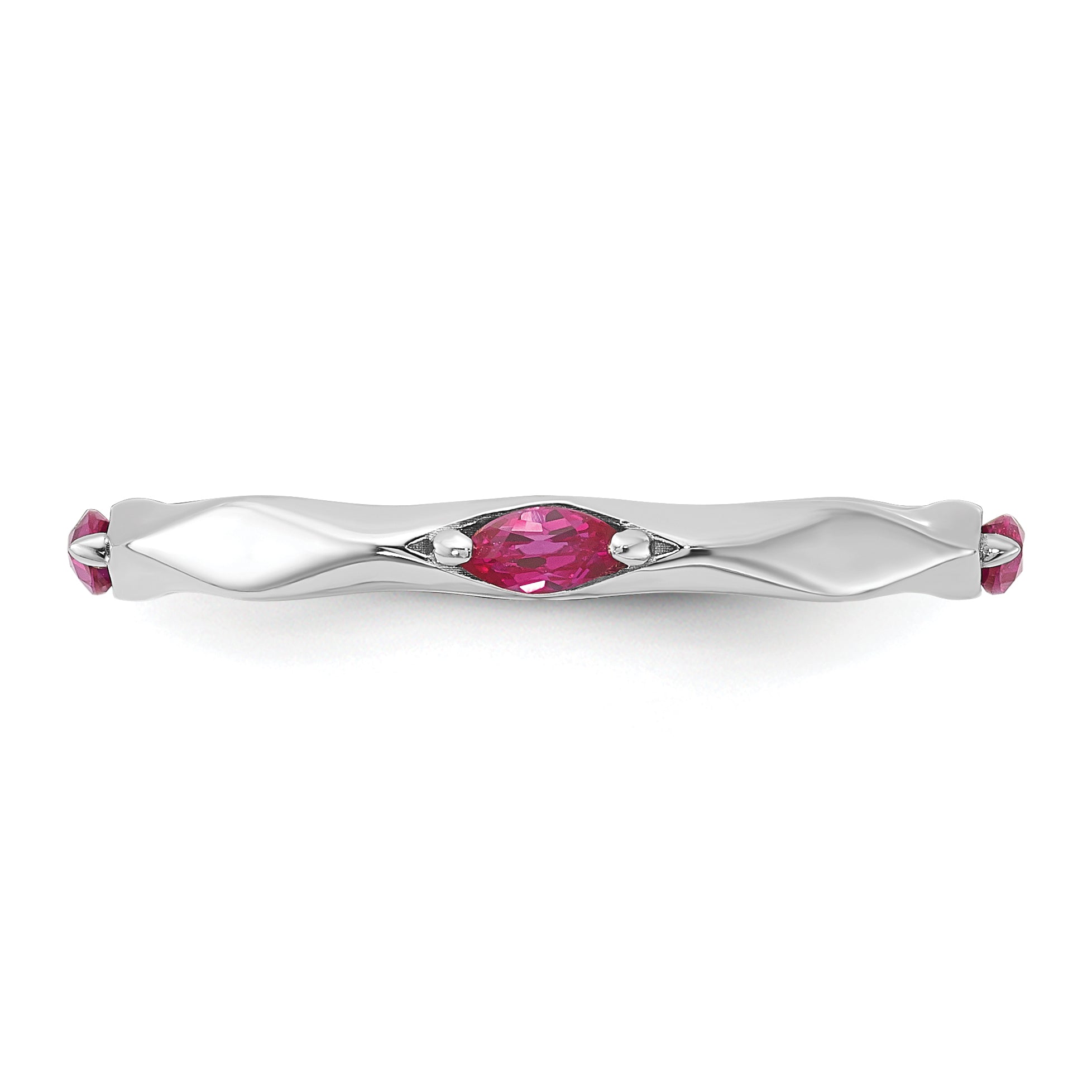 Sterling Silver Stackable Expressions Rhodium-plated Created Ruby Ring
