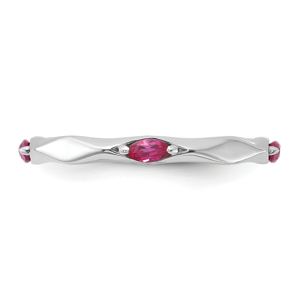 Sterling Silver Stackable Expressions Rhodium-plated Created Ruby Ring