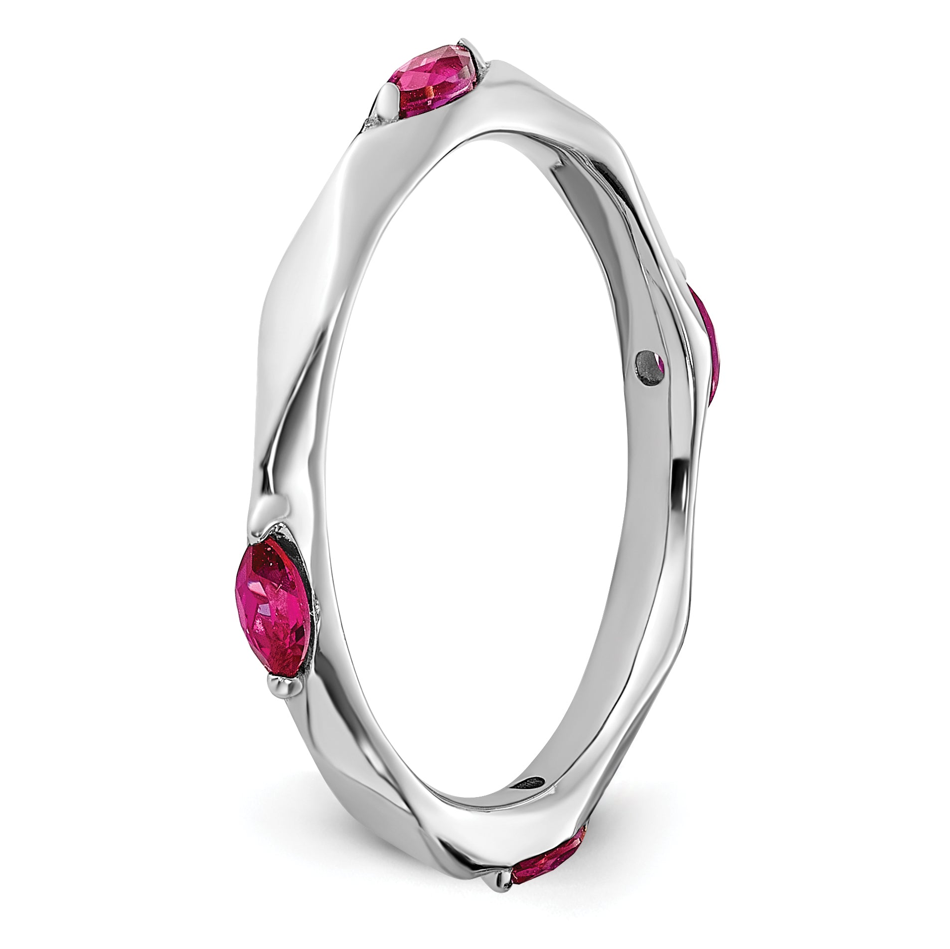 Sterling Silver Stackable Expressions Rhodium-plated Created Ruby Ring