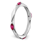 Sterling Silver Stackable Expressions Rhodium-plated Created Ruby Ring