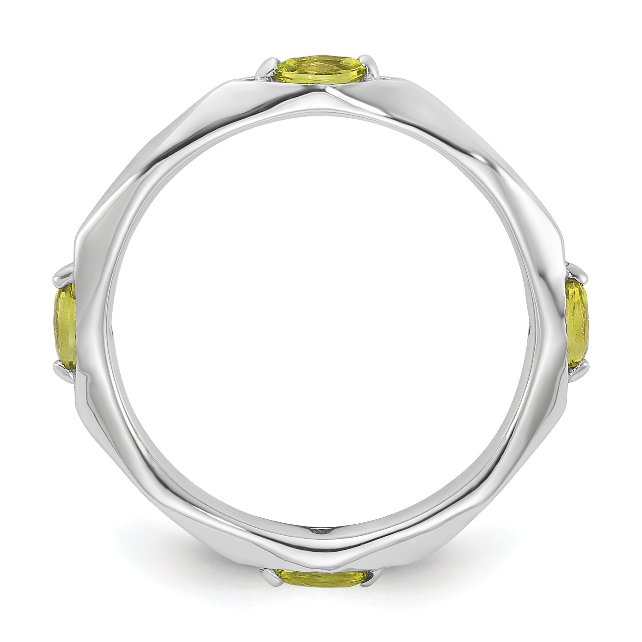 Sterling Silver Stackable Expressions Rhodium-plated Peridot Ring