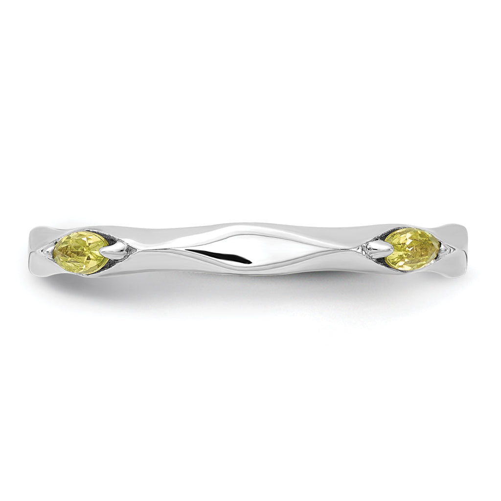 Sterling Silver Stackable Expressions Rhodium-plated Peridot Ring