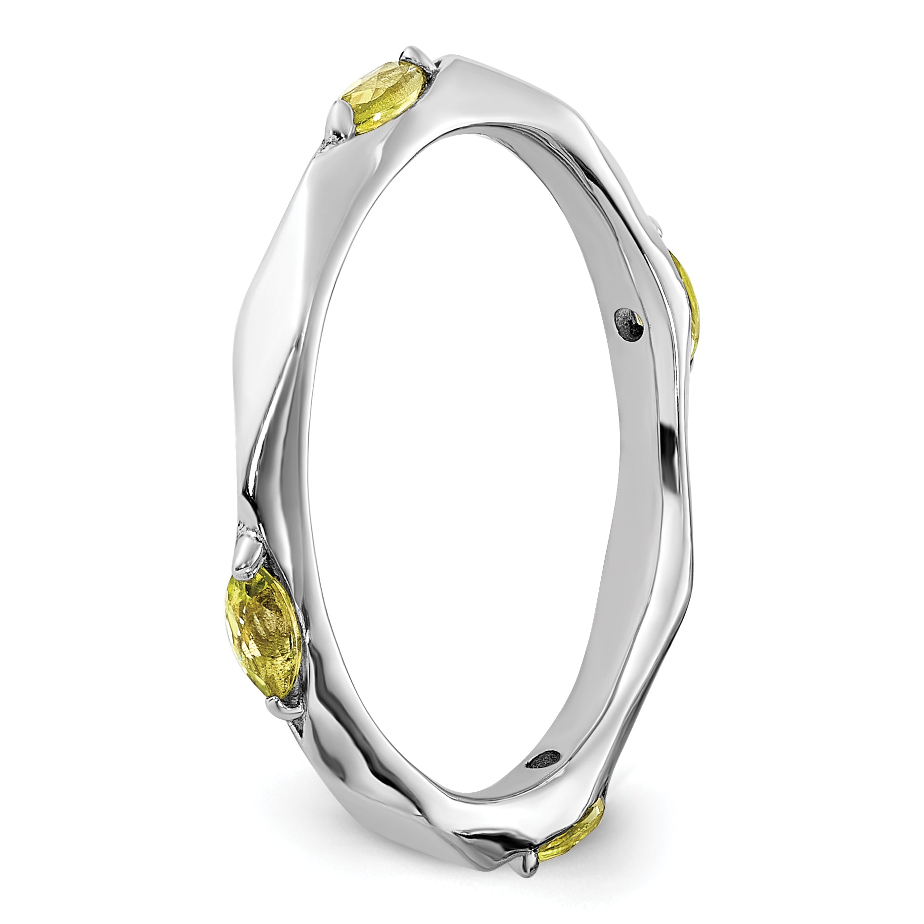 Sterling Silver Stackable Expressions Rhodium-plated Peridot Ring