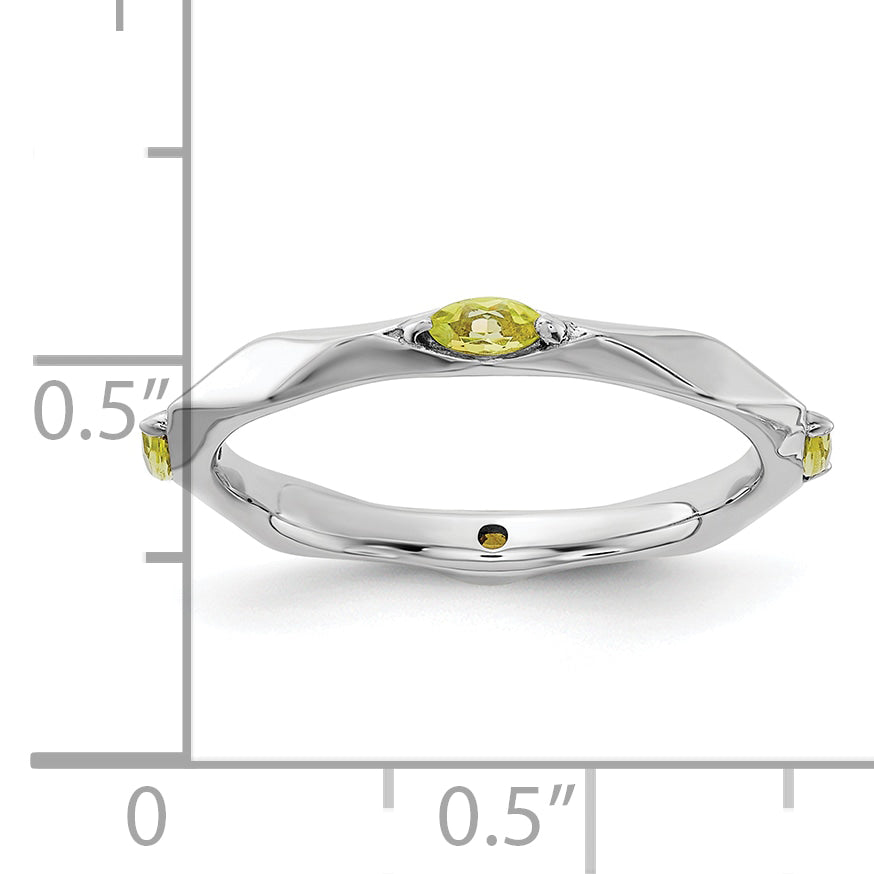 Sterling Silver Stackable Expressions Rhodium-plated Peridot Ring