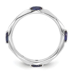 Sterling Silver Stackable Expressions Rhod-plated Created Sapphire Ring