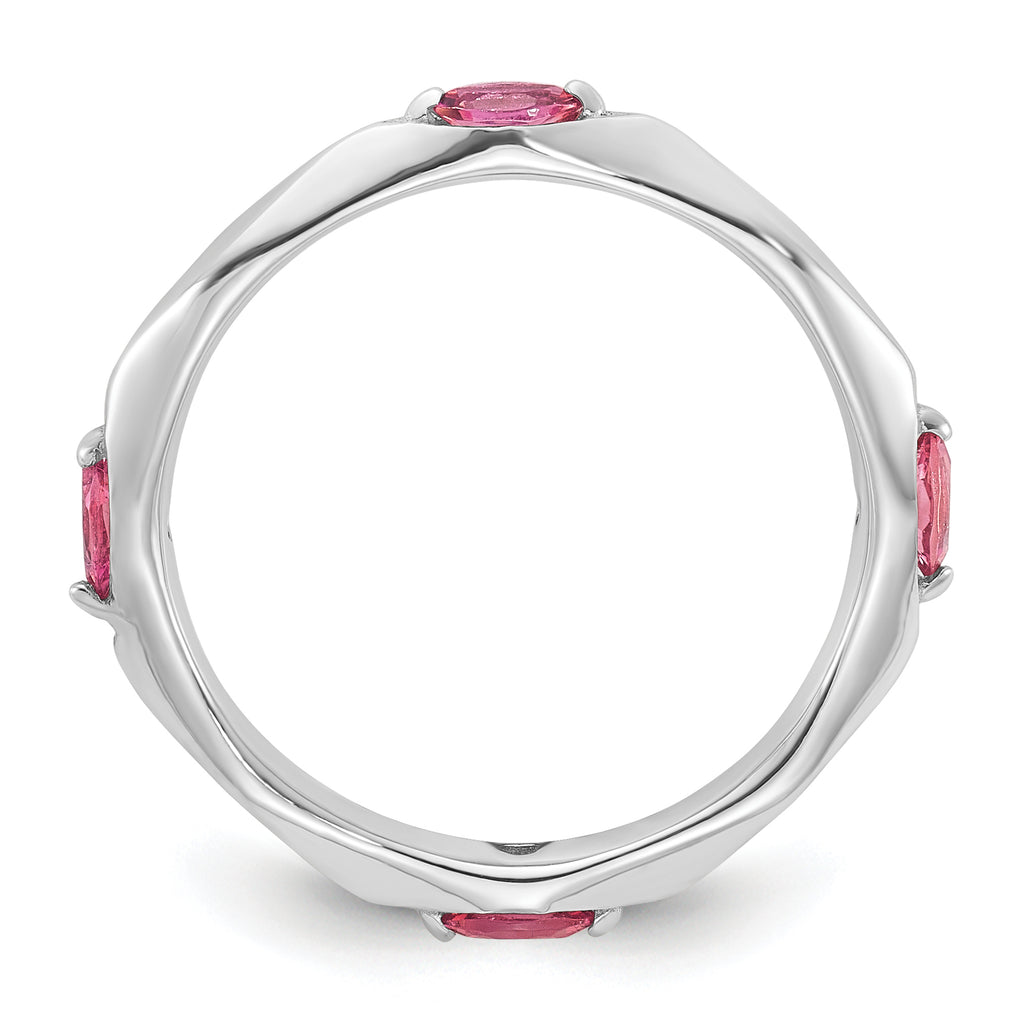 Sterling Silver Stackable Expressions Rhodium-plated Pink Tourmaline Ring